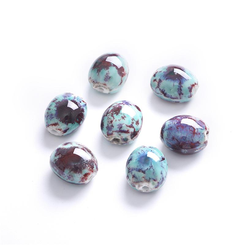 5 ks 21x18mm květinová glazura porcelánové korálky Široké fazolové keramické korálky pro výrobu šperků DIY kouzla Náramek Náhrdelník řemesla