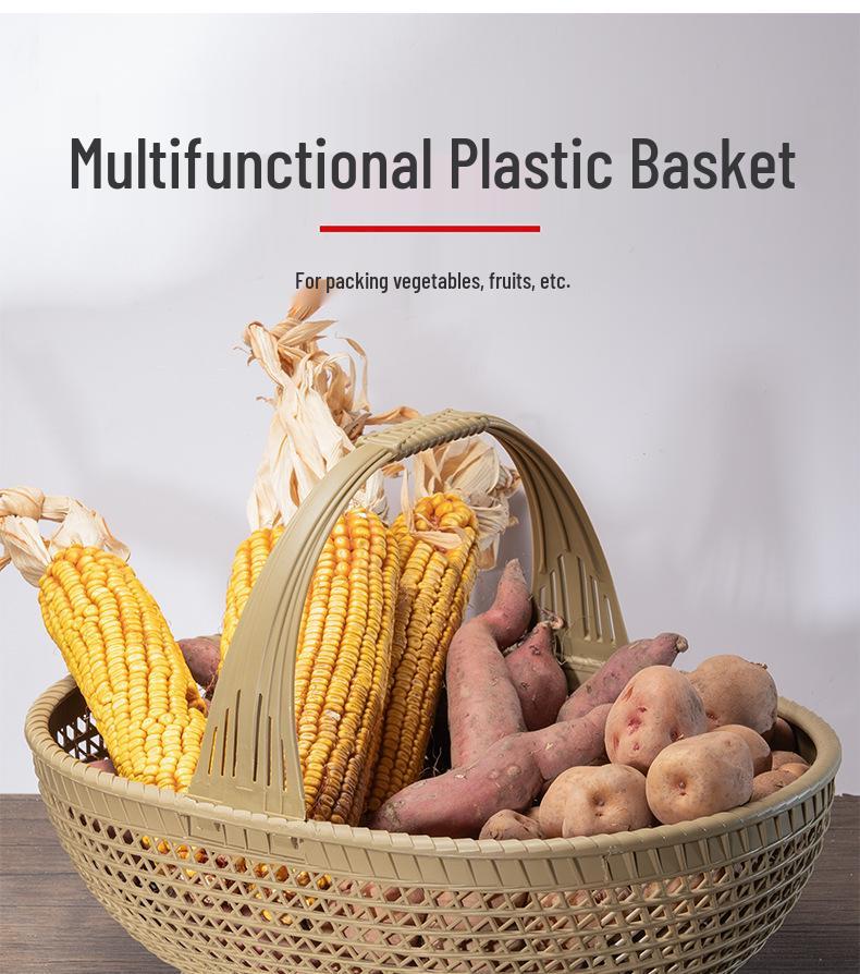 Imitation Bamboo Handheld Fruit & Veggie Basket for Outdoor Use