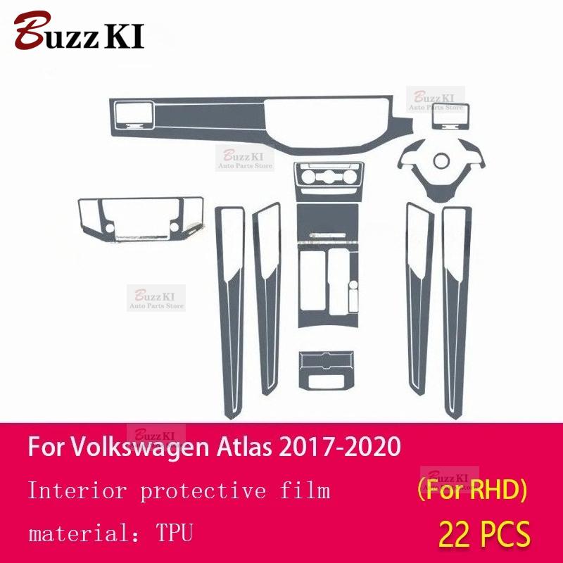 For Volkswagen Atlas 2017-Car Interior Film Dashboard piano board Shift center console Anti-scratch transparent TPU Car Film