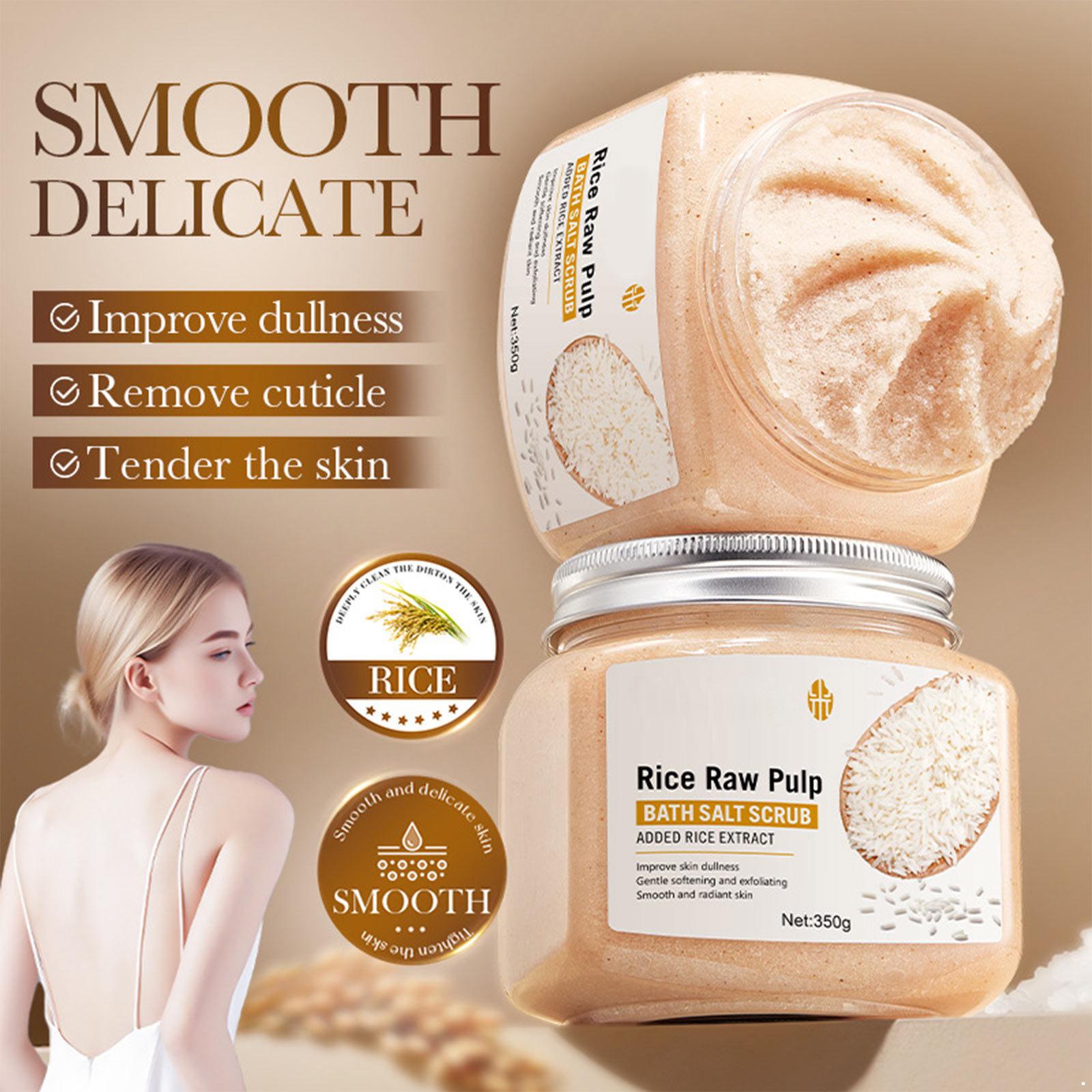 

350g Rice Pulp Exfoliating Bath Salt, Deep Cleansing Body Scrub for Soft and Even Skin Texture, Daily Use One Size