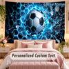 Soccer (374) Theme Wall Tapestry Customized With Name Text Personalized Hanging Tapestry For Bedroom Living Room Decor