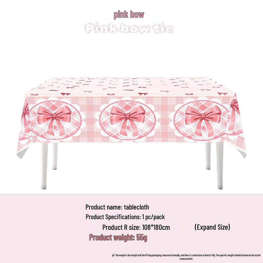 Pink Ballet Bow Children's Birthday Party Disposable Tableware Set