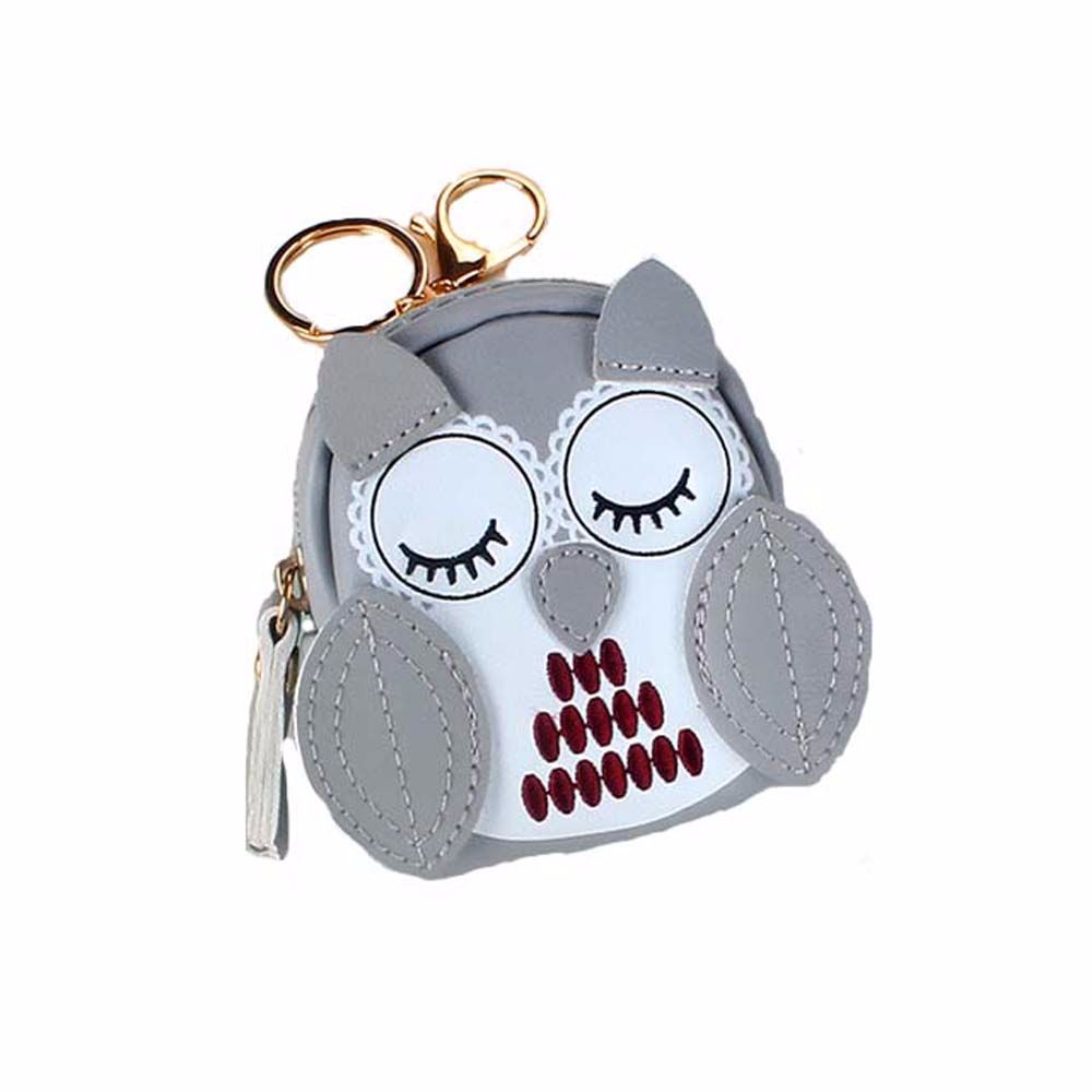 Key Holder Lady Wallet Short Purses Cartoon Car Key Chain Key Bag Owl Coin Purse School Bag Pendant