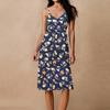 Women's Spaghetti Strap Backless Bow Loose Casual Beach Holiday Dress Sundress