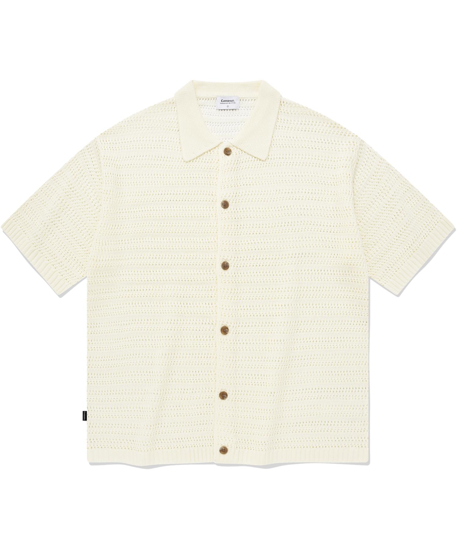 Covernat Crochet Half Knit Shirt Ivory Ivory/M