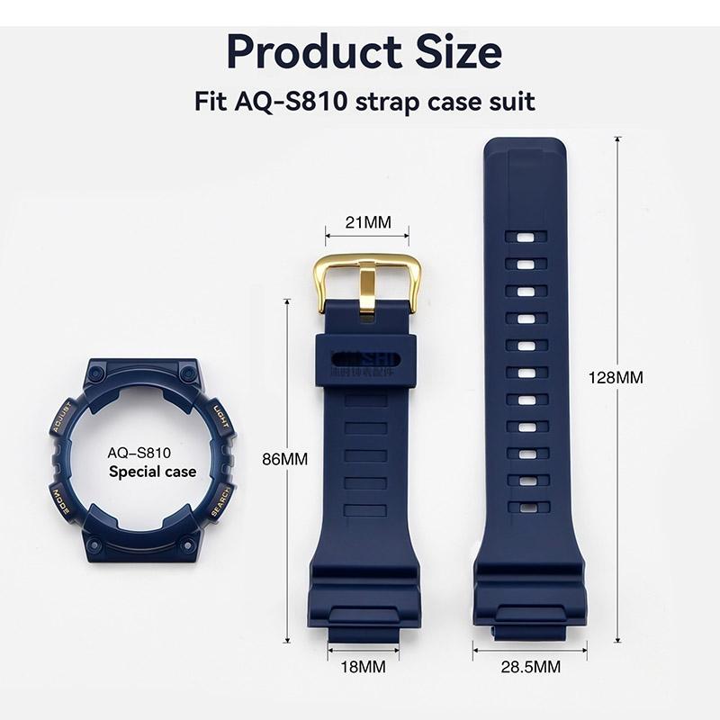 Para Casio AQ-S810 AQ-S810W AQS810WC WC-5208 Correa + Caja Reloj Deportivo Resistente al Agua Juego de Correa y Bisel Pulsera de Goma Resina Caja