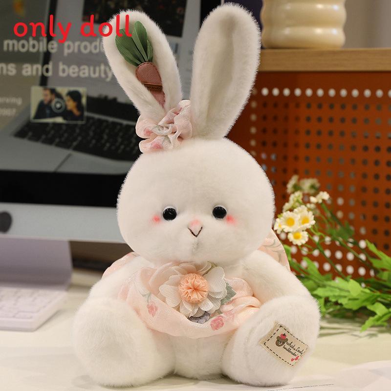 Cute Plaid Dress Cartoon Rabbit Plush Toy For Children