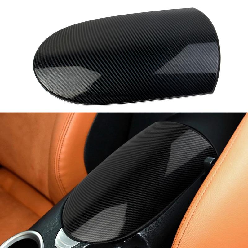 Carbon Fiber Style Interior Center Console Armrest Cover Trim ABS Plastic Fit For Nissan 370Z 2009 2010 2011 2012 2013 2014-