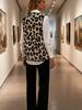 2025 Women's Leopard Print Button-Front Plush Vest - European/American Autumn/Winter Fashion