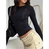 Autumn Fashion Slim Long Sleeve T Shirt Women Solid Color Round Neck Top Wear Inside or Outside