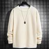 Waffle Long-sleeved T-shirt for Men's Spring Autumn Fake Two-piece Sweatshirt New Base Shirt Solid Color