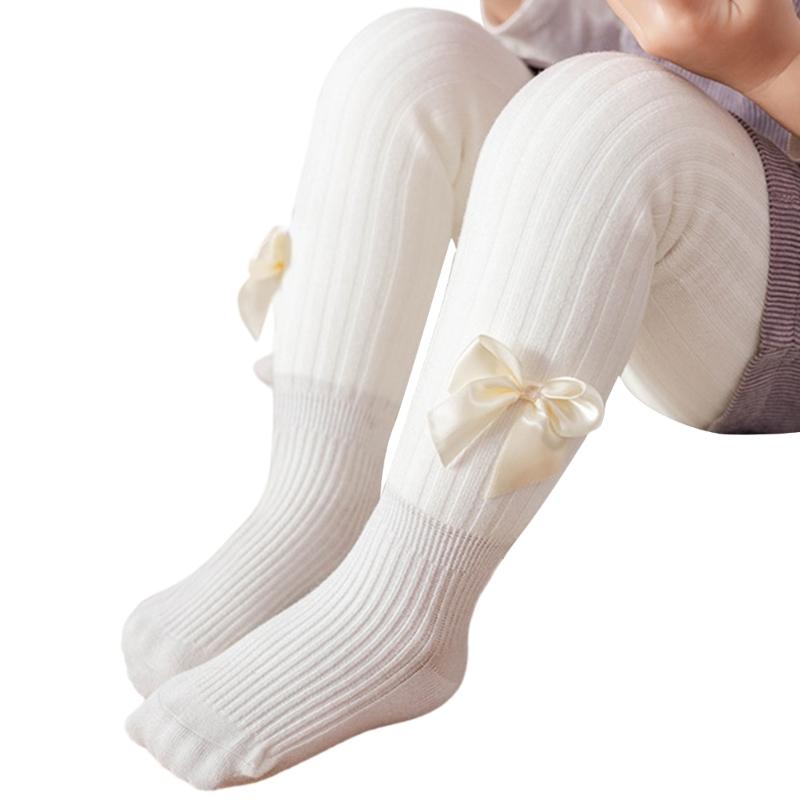 Baby Mädchen Strumpfhose Warm und Weich Kinder Thermo Leggings Einfarbig Schleifchen Dekor Strumpfhose für Kalte Jahreszeiten