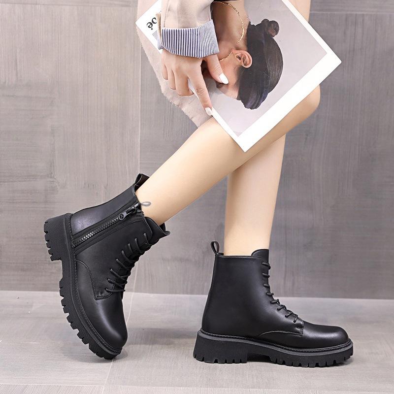 Martin Boots Women's Shoes British Style 2025 New Versatile Platform Non-slip Autumn and Winter Velvet Short Boots Ins Tide