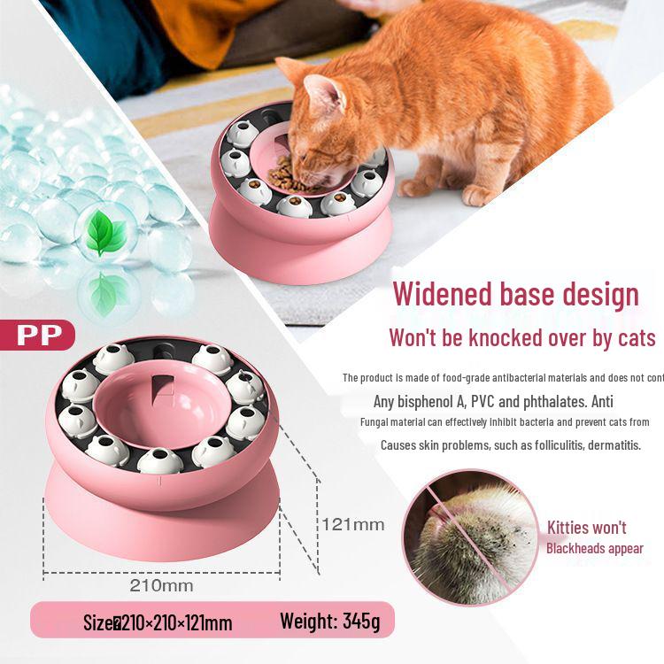 New Rotating Slow Feeder Cat Bowl Puzzle Toy