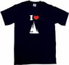 I Heart Love Sailboat Silhouette Mens Tee Shirt