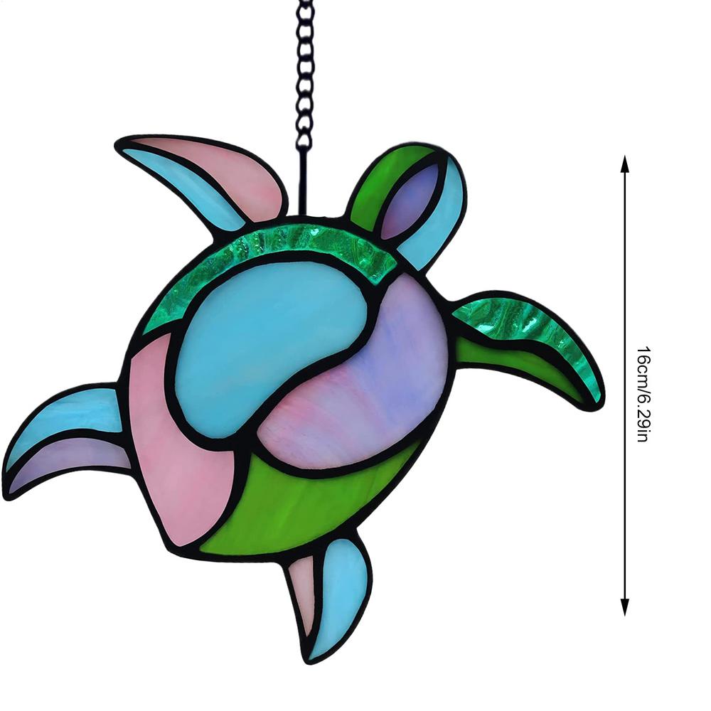 Turtle Stained Acrylic Sun Catcher Dangling Light Catcher Acrylic Wall Art Decoration Beach Collection for Home Studio