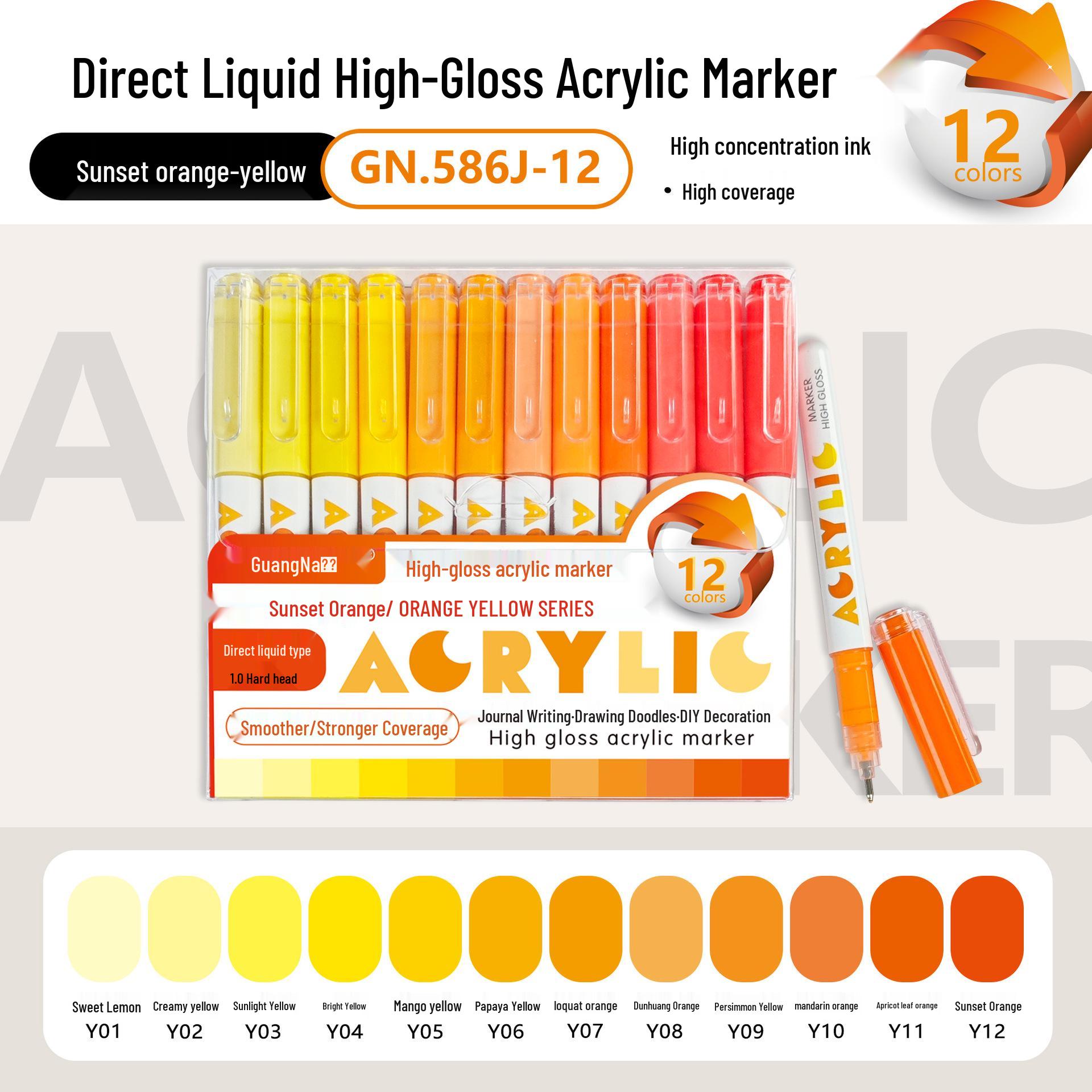 

Guangna 586 High Gloss Acrylic Marker, Large Capacity, Bleedproof & Layerable for DIY Painting