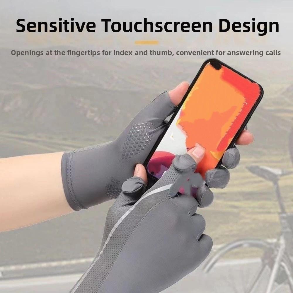 Non-Slip Sun Protection Gloves Reflective Waterproof Ice Silk Riding Gloves Breathable Highly Elastic Summer Driving Mittens