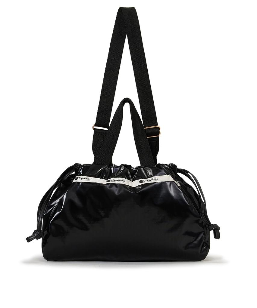 LeSportsac Shoulder Bag CITY DRAWSTRING BAG Uptown Black 2 [Official] E/W /1084 Women's Shine/Black