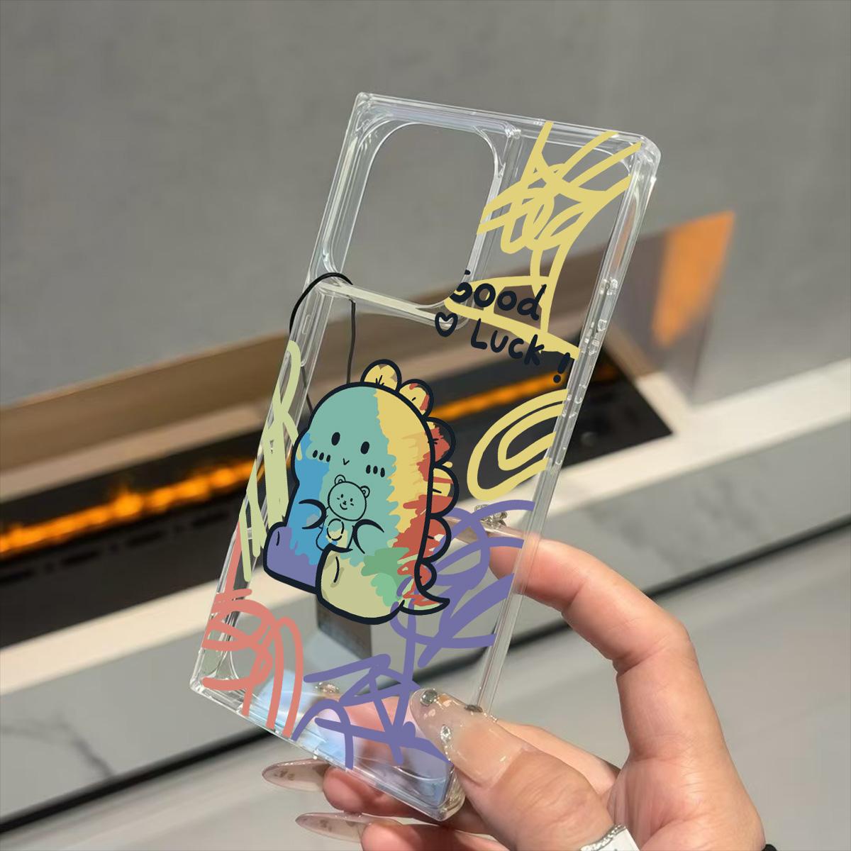 

Прозрачный квадратный чехол-накладка для iPhone 12 13 11 15 Plus 16 ProMax 14 Pro Max, защита от окисления, рисунок мелками с динозаврами iphone 11 ProMax