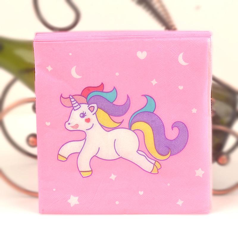 Unicorn and Floral Paper Napkin Set with Placemats and Cups for Weddings and Parties.