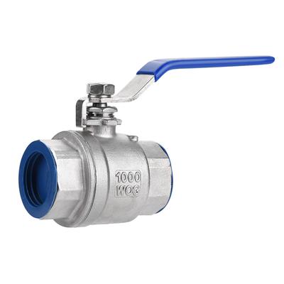 Valvola a sfera a sfera piena a due pezzi in acciaio inox 304 Femmina 3/4 BSPT 1000 WOG