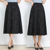 Damen Jacquard Midi Rock im chinesischen Stil, hohe Taille, A-Linie, mit Taschen