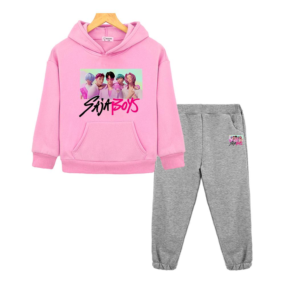 Saja Jungen 2-teilig Pullover+Hose Fleecejacke Sweatshirt kpop Dämonenjäger Herbst Kapuzenpullover Kinder Boutique Kleidung Junge Mädchen Kapuzen-Sets