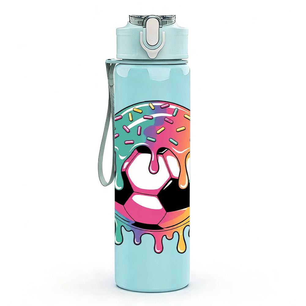 1PC Dripping Multicolor Ball Art 750ml Color Plastic Water Bottle Leakproof Flip Straw Lid For Sports Office Home Use