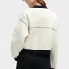 Fila Color Block Polo Neck Loose Casual Knitted Jacket Women Jackets Jade-White F11W418406F-IV