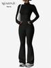 Waist-Cinching Yoga Set: Long-Sleeve Jacket & Butt-Lifting Micro-Flare Pants - Women's Sportswear for Autumn/Winter.