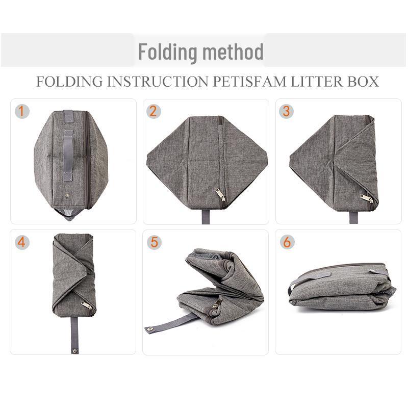 Portable Foldable Cat Litter Box - Oxford Cloth Outdoor Travel Pet Toilet and Poop Basin