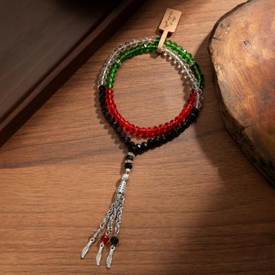 Künstlicher Kristall Ramadan Handgemachtes Armband mit dreieckigem Fahnenfransen Religiöser Schmuck Quasten Handkette