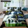 Waterfall king Queen Duvet Cover Floral Trees Bedding Set Natural landscape quilt cover Purple Dream polyester Comforter Cover