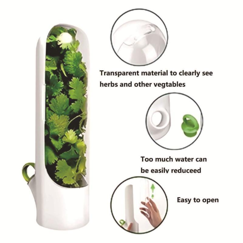 1Pc Herb Saver Storage Container Fresh Herb Keeper Vanilla Vegetables Fresh Preservation Bottle For Refrigerator Kitchen