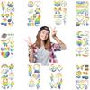 10 Stück Glitzer Regenbogen Cartoon Tattoo Aufkleber Schimmernd im Sonnenlicht Wasserdicht Party Körperbemalung für Gesicht und Arme Temporär