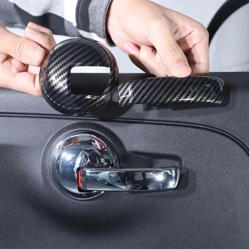 For Fiat 500 2010-2024 ABS Carbon Fiber Car Ide Handle Panel Frame Cover Trim Sticker Interior Car Accessories