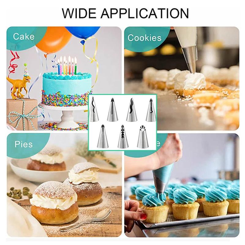 7Pcs/set Piping Nozzle Wedding Russian Nozzles Pastry Puff Skirt Icing Piping Nozzles Pastry Decorating Tips Cupcake Decoration
