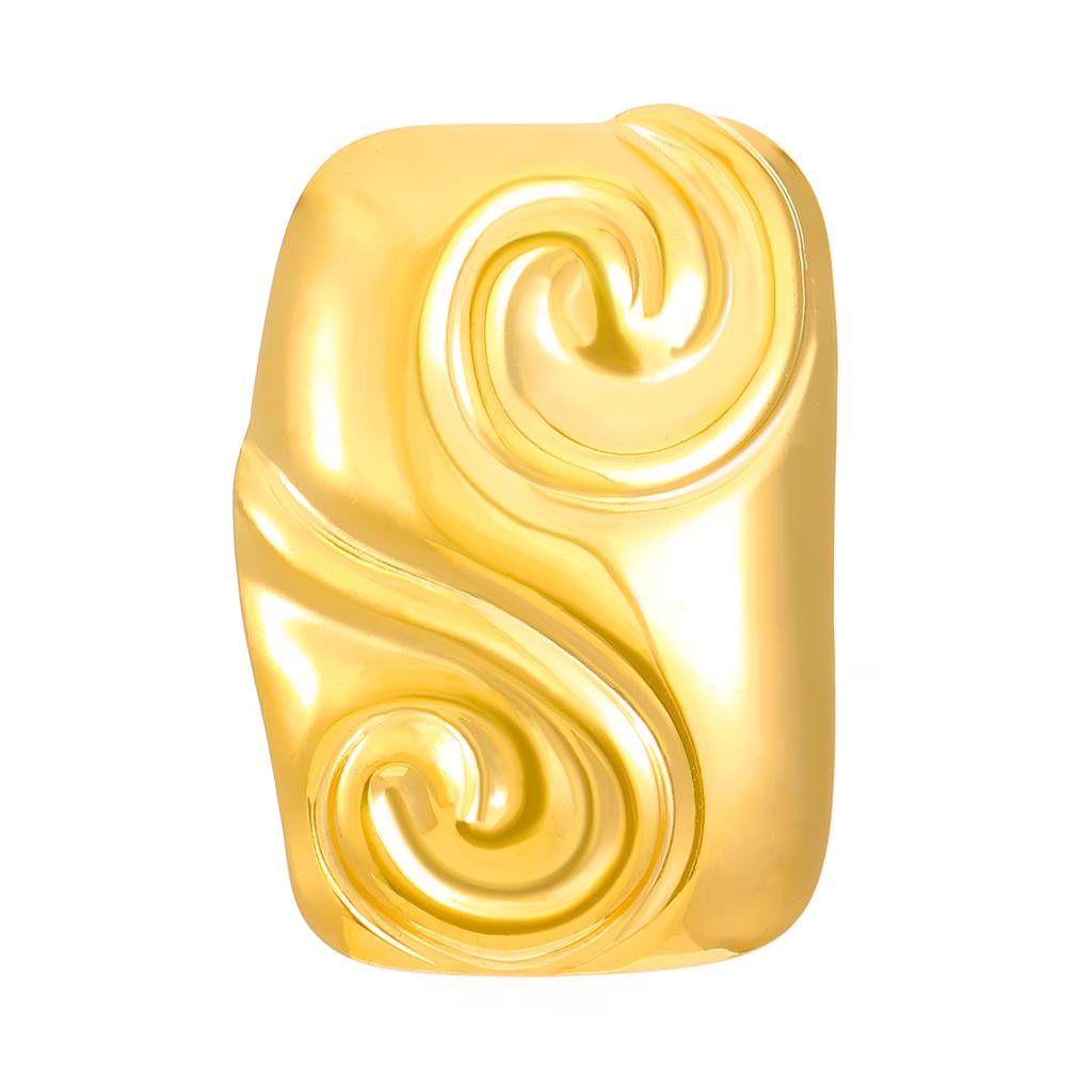 High Quality Fashion Niche Personality Retro Temperament Jewelry, Stainless Steel Plated 18K Gold Casting Round Geometric Ring