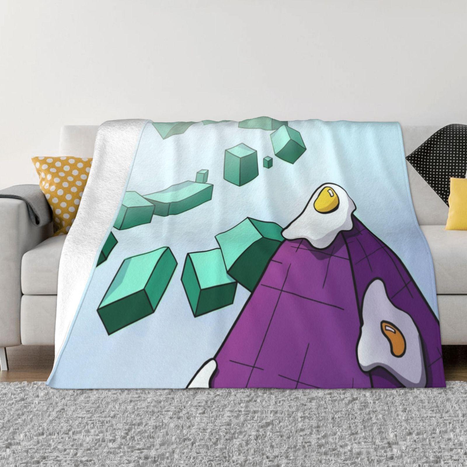 Sunny-Side Up Blanket Soft Warm Travel Portable Blanket Serialism Abstraction Funky Funny Purple Pyramid Fried Egg Boxes 30x40in