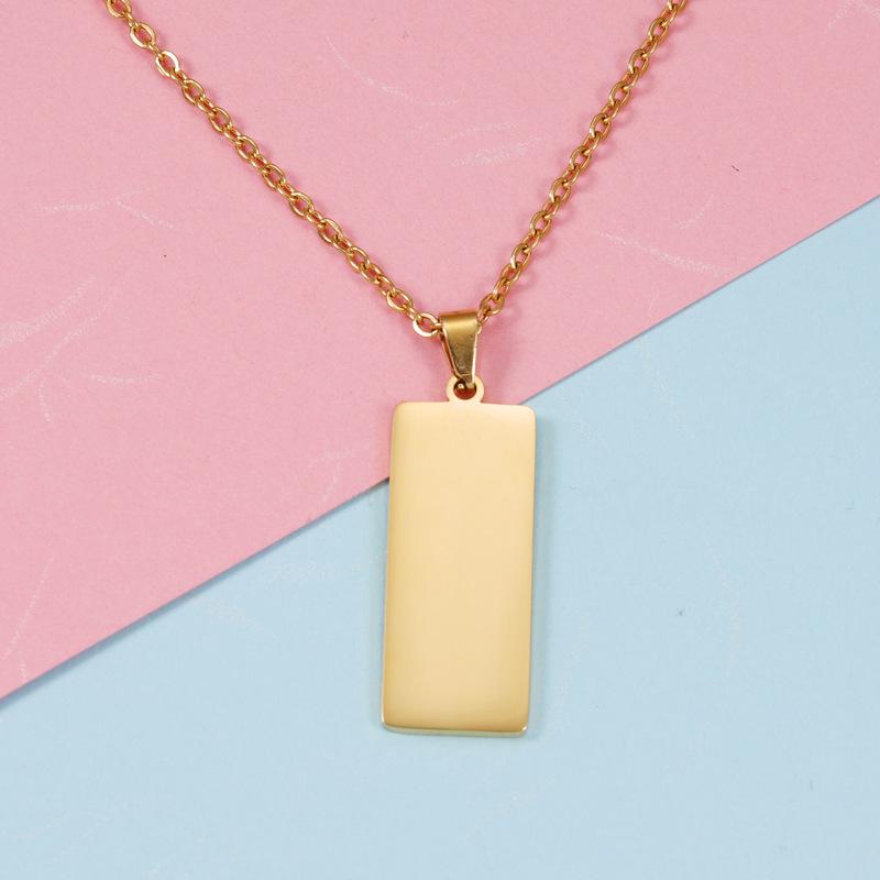 Trendy Geometric Stainless Steel Rectangle Pendant Necklace