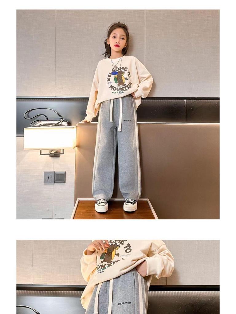 Girls' Casual Straight-Leg Pants - Spring & Autumn 2024 Fashion