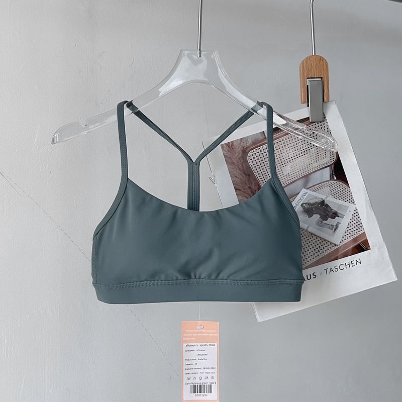 

Красивое нижнее белье для спины, женский топ на тонких бретелях, пуш-ап, поддерживающий грудь, одежда для тренировок из воздушно-пузырчатой ткани, быстросохнущий бюстгальтер для йоги, майка Secret Green L code