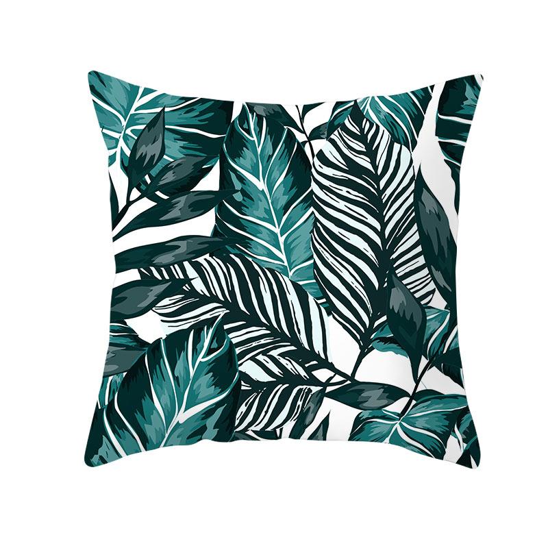 Summer Tropical Plants Decorative Pillowcase Green Leaves Throw Pillow Case Polyester Printing Pillow Cover 45X45Cm
