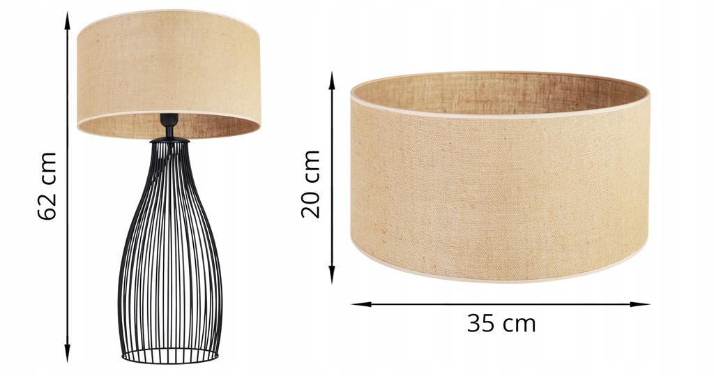 BEDROOM TABLE LAMP JUTE TUBE LAMPSHADE