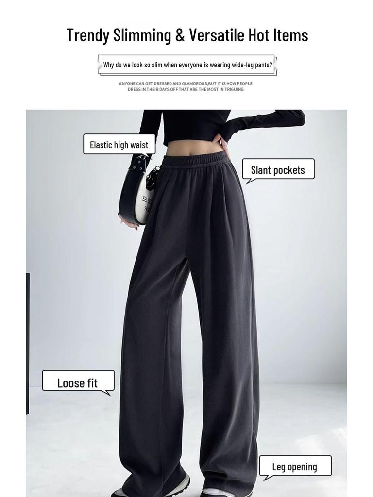 Damskie Luźne Spodnie Casualowe z Szerokimi Nogawkami na Wiosnę i Jesień 2025