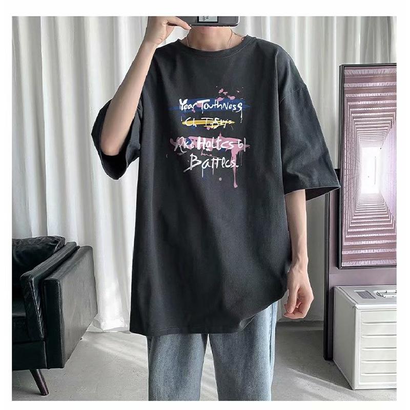 Pánská trička s krátkým rukávem Dopis s grafickým potiskem Trička módní značky pro muže Muži Oblečení Neformální Tričko Muž Léto Korejské Retro Topy Pro