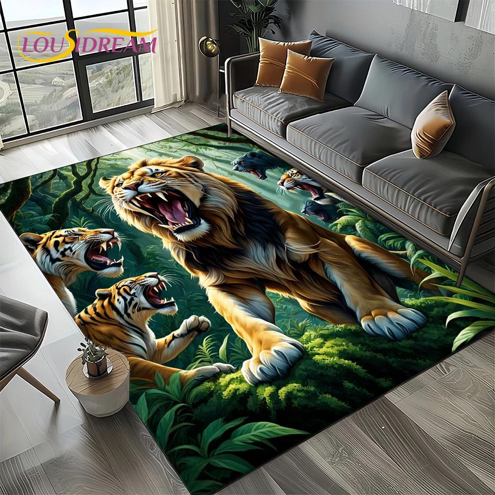 27 Style New Fierce Tiger Lion Leopard Beast Animal Wildlife Cartoon Carpet Rug for Living Room Bedroom Sofa,Non-slip Floor Mat