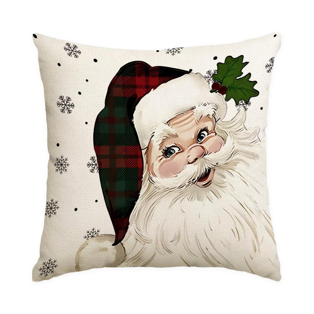 1/4Pcs Santa Claus, Snowman, Patterned Printed Pillowcase, Sofa Cushion Cover, Christmas Decoration, (Without Pillow Core)