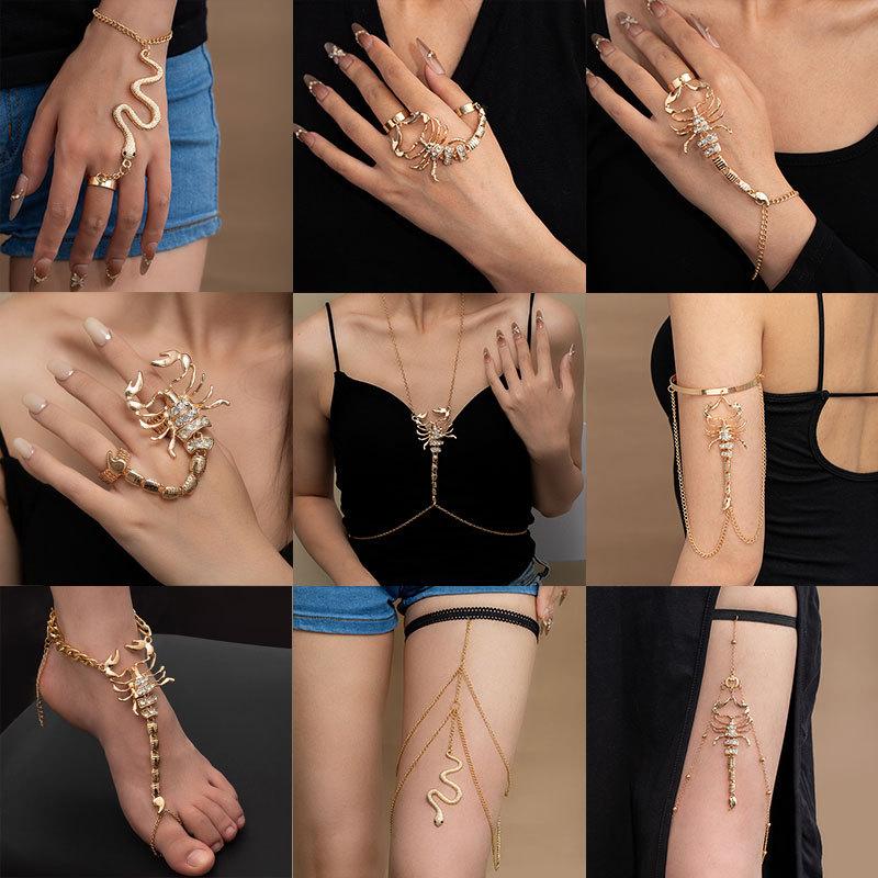 Exaggerated Scorpion Three-dimensional Interlocking Bracelet, Snake-shaped Arm Ring, Leg Chain, Body Chain